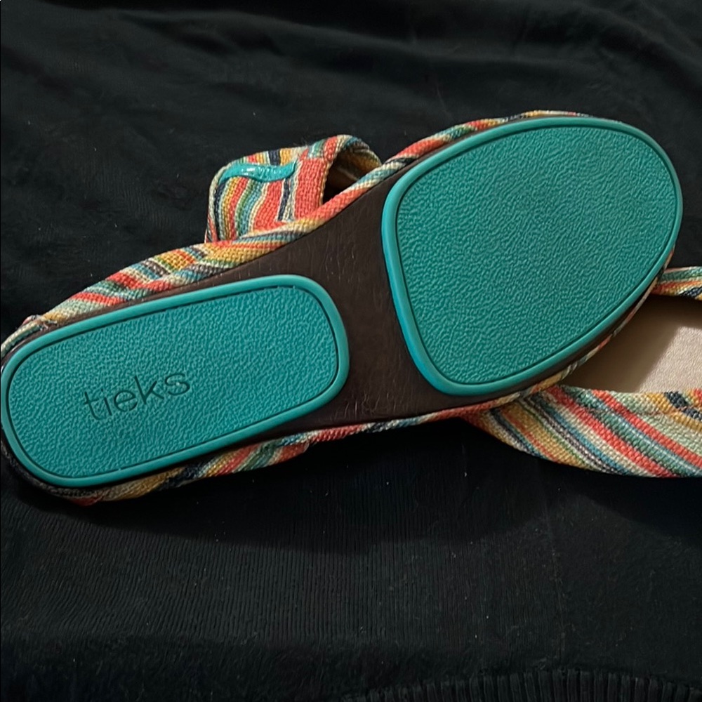 Tieks Multicolor Flats with Teal Soles